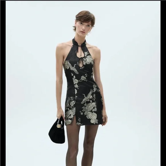 Mango | Dresses | Mango Black Silver Halter Bodycon Mini Dress | Poshmark
